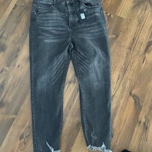 Risen- Black Skinny Jeans w/ Frayed Hem 2X